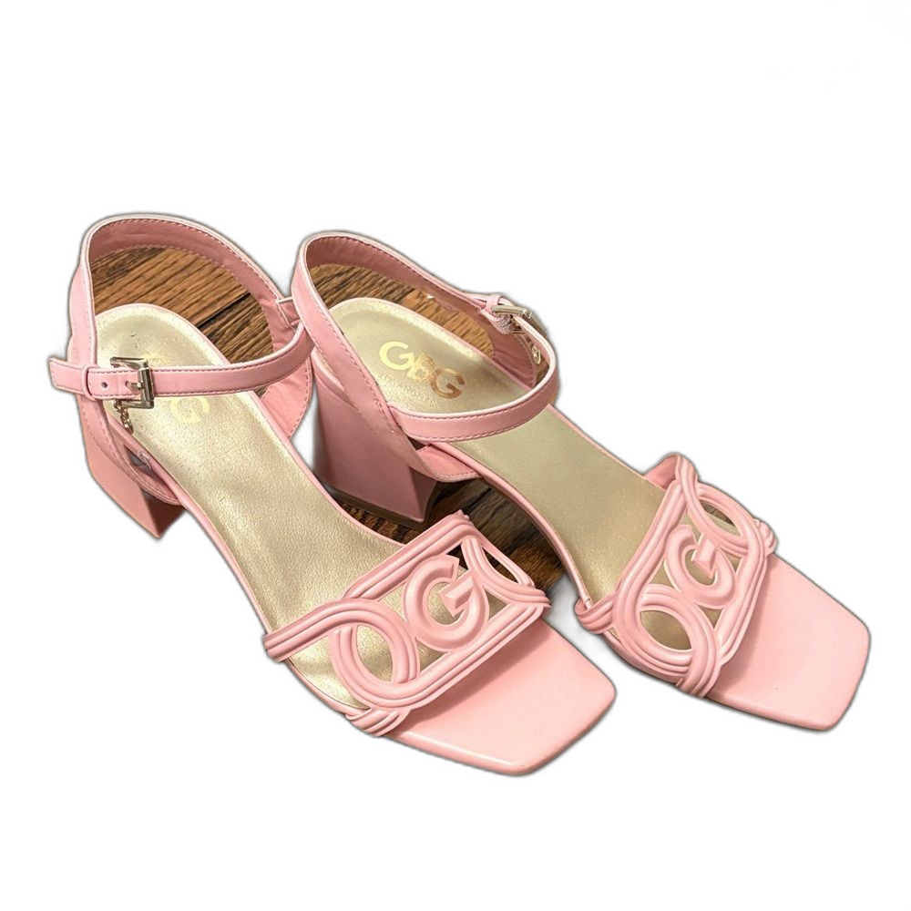 GBG Los Angeles Pink Logo Block Heel Sandals Size 9